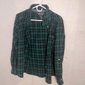 Tommy Hilfiger Women’s Cotton Plaid Button- Front Shirt Green